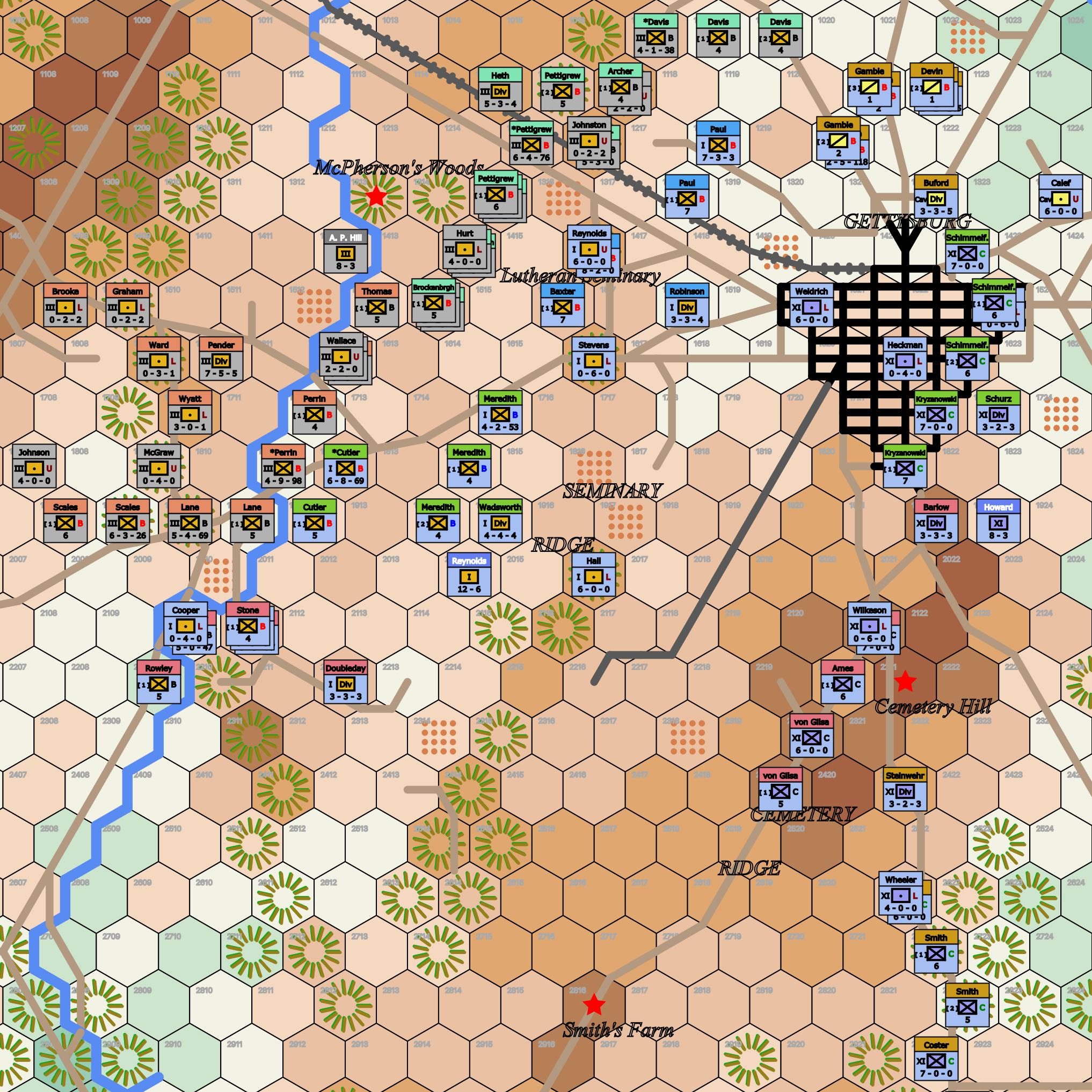 Gettysburg: Fields of Valor sample game map excerpt